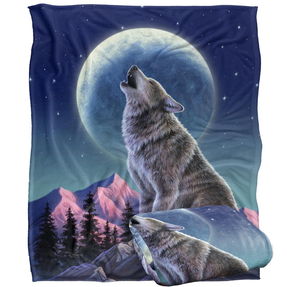 Multicoloured - Back - JQ Licensing Jlo Silky Howling Wolf Supersoft Blanket