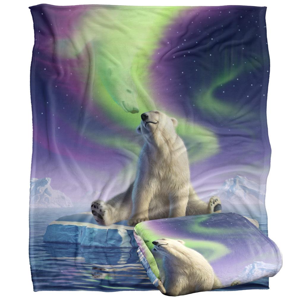 Multicoloured - Back - JQ Licensing Aurora Borealis Silky Polar Bear Supersoft Blanket