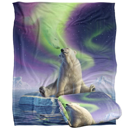 Multicoloured - Back - JQ Licensing Aurora Borealis Silky Polar Bear Supersoft Blanket
