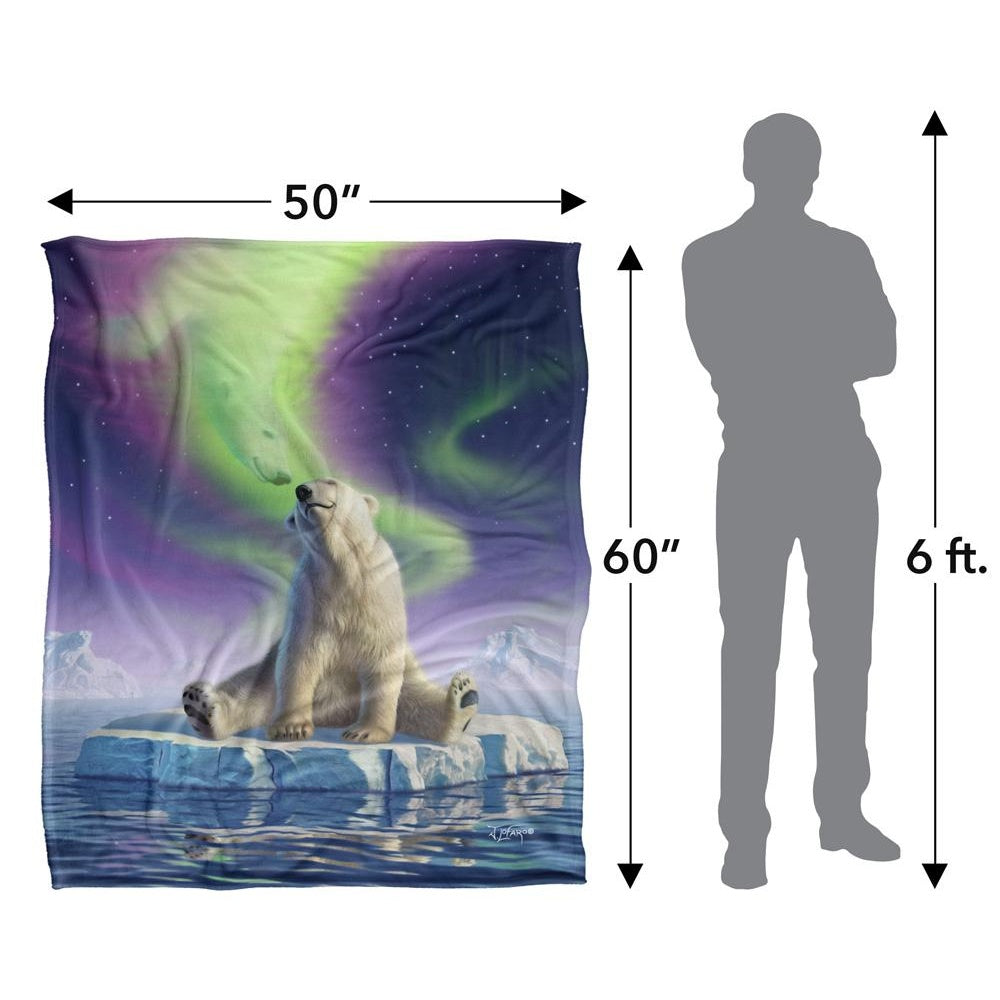 Multicoloured - Pack Shot - JQ Licensing Aurora Borealis Silky Polar Bear Supersoft Blanket