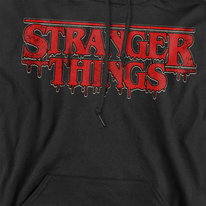 Black - Side - Stranger Things Unisex Adult Retro Logo Hoodie