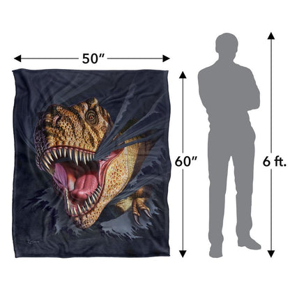 Multicoloured - Pack Shot - JQ Licensing Jlo Silky Dinosaur Supersoft Blanket