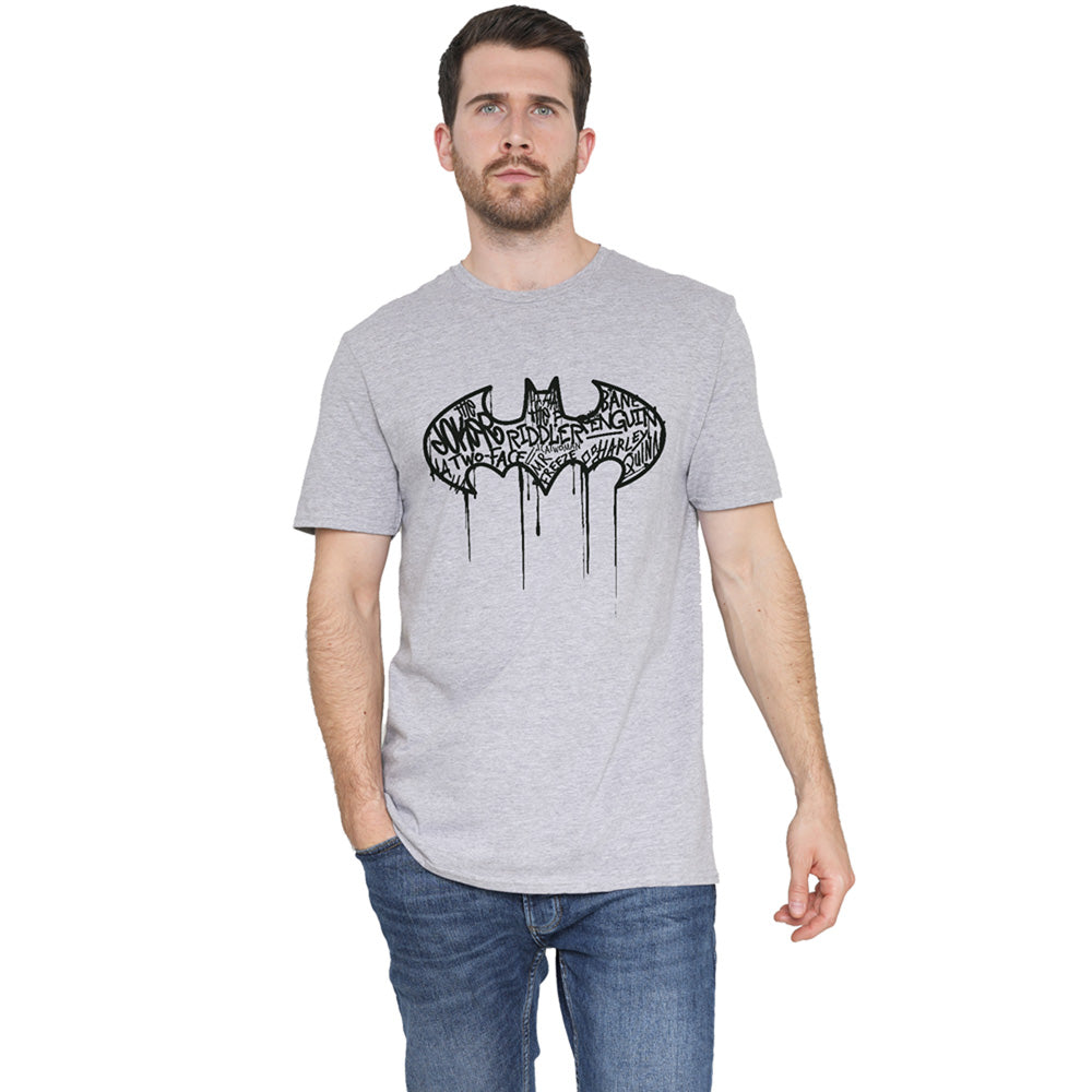 Sports Grey - Side - Batman Mens Graffiti Heather Logo T-Shirt