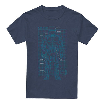 Navy - Front - Robocop Unisex Adult Schematic Heather T-Shirt