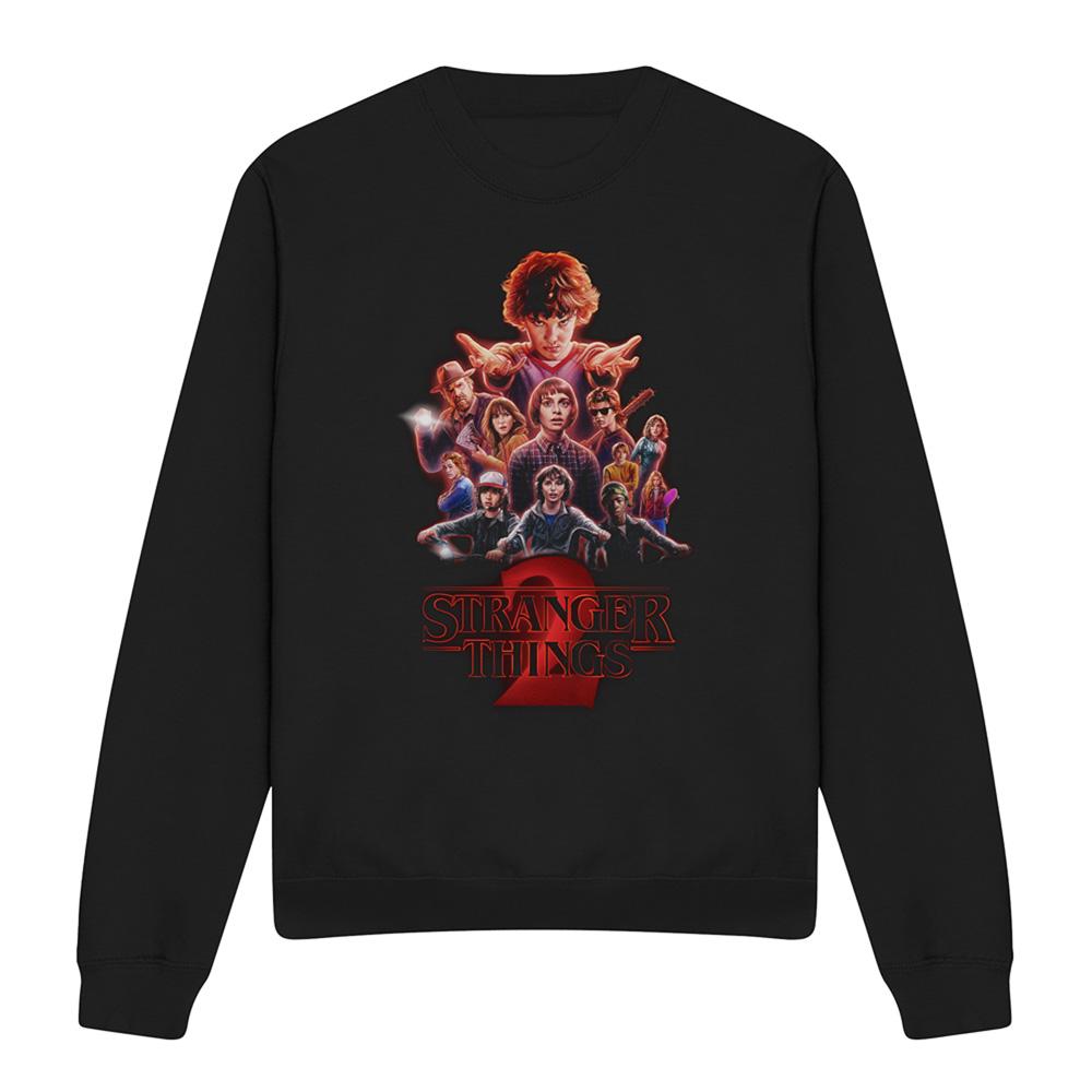 Black - Front - Stranger Things Unisex Adult Season Two Poster Sweatshirt