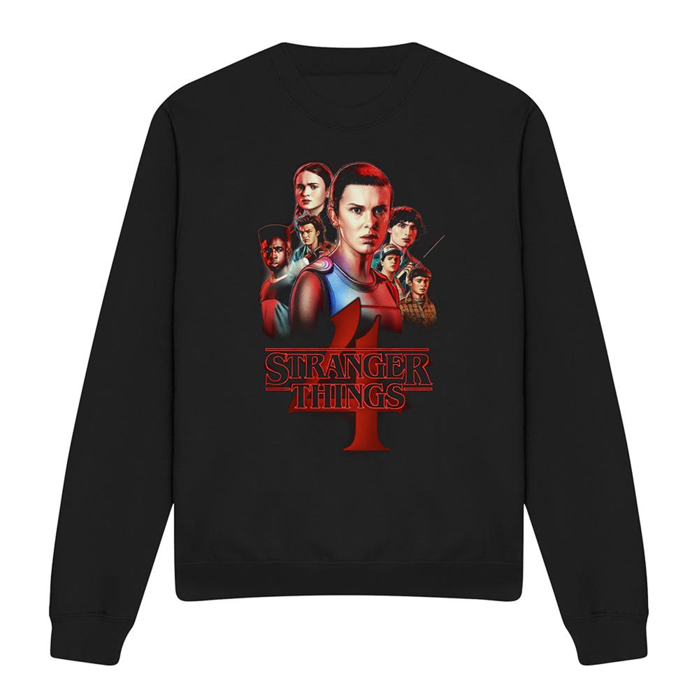Black - Front - Stranger Things Unisex Adult Season 4 Poster Sweatshirt