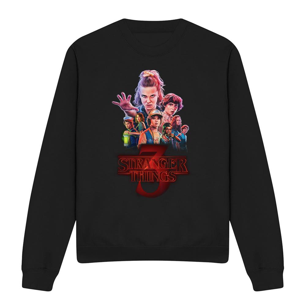 Black - Front - Stranger Things Unisex Adult Season Three Poster Sweatshirt