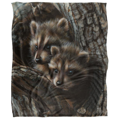 Multicoloured - Front - JQ Licensing Silky Raccoon Supersoft Blanket