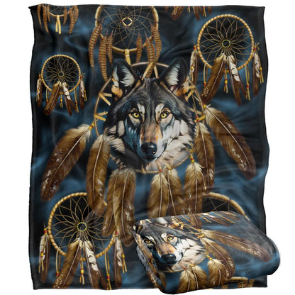Multicoloured - Back - JQ Licensing Silky Dreamcatcher Wolf Supersoft Blanket