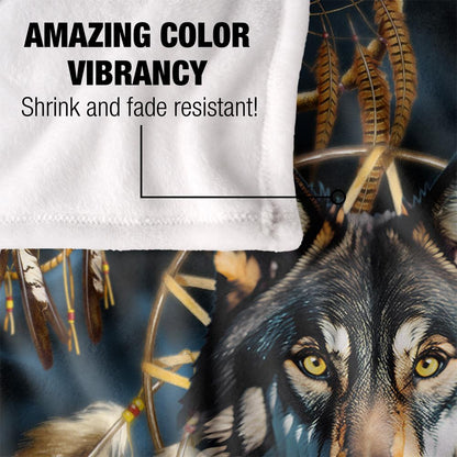 Multicoloured - Lifestyle - JQ Licensing Silky Dreamcatcher Wolf Supersoft Blanket