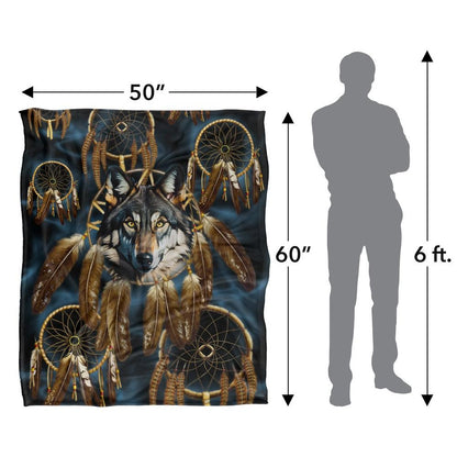 Multicoloured - Pack Shot - JQ Licensing Silky Dreamcatcher Wolf Supersoft Blanket