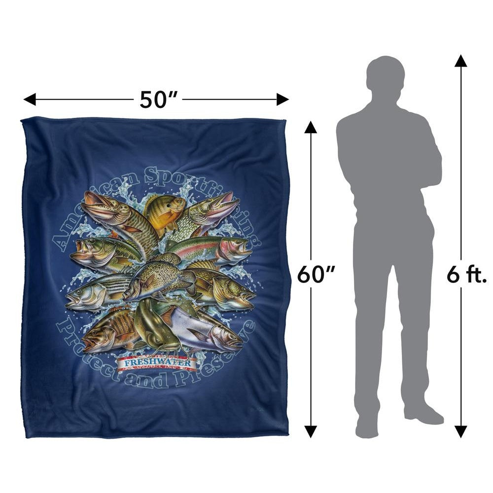 Multicoloured - Pack Shot - JQ Licensing American Sportfishing Freshwater Silky Supersoft Blanket