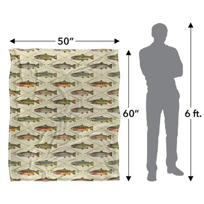 Multicoloured - Close up - JQ Licensing Silky Trout Crossed Fishing Rods Supersoft Blanket