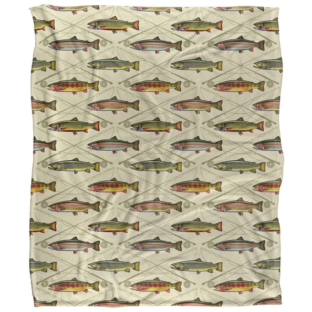 Multicoloured - Front - JQ Licensing Silky Trout Crossed Fishing Rods Supersoft Blanket