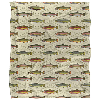 Multicoloured - Front - JQ Licensing Silky Trout Crossed Fishing Rods Supersoft Blanket