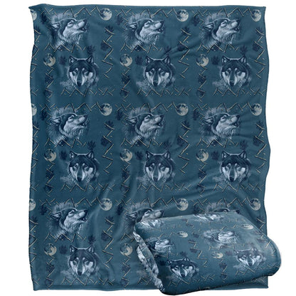 Multicoloured - Back - JQ Licensing Silky Wolf Howl Moon Pattern Supersoft Blanket