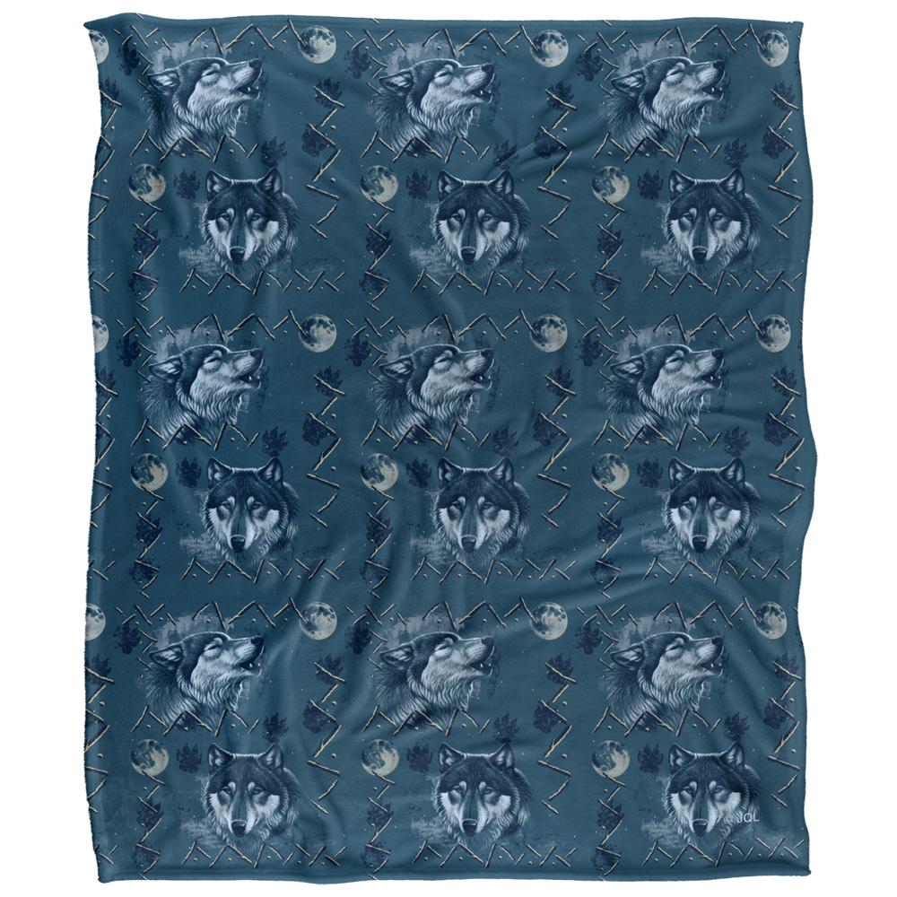 Multicoloured - Front - JQ Licensing Silky Wolf Howl Moon Pattern Supersoft Blanket