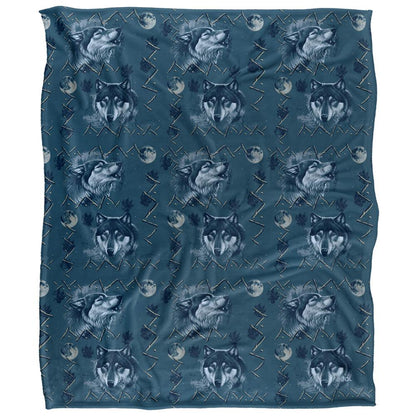 Multicoloured - Front - JQ Licensing Silky Wolf Howl Moon Pattern Supersoft Blanket