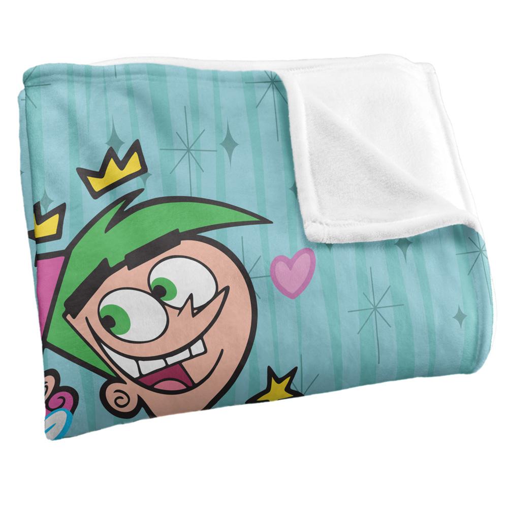 Multicoloured - Side - Fairly Odd Parents In Love Silky Cosmo & Wanda Supersoft Blanket