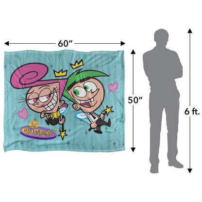Multicoloured - Pack Shot - Fairly Odd Parents In Love Silky Cosmo & Wanda Supersoft Blanket