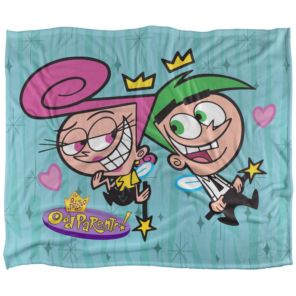 Multicoloured - Front - Fairly Odd Parents In Love Silky Cosmo & Wanda Supersoft Blanket
