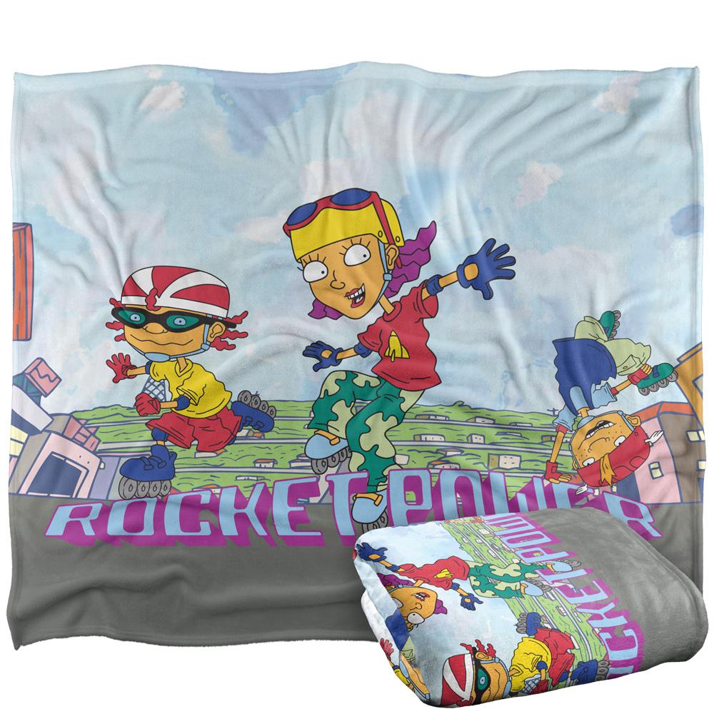Multicoloured - Back - Rocket Power Silky Rollerskates Otto, Reggie & Twister Supersoft Blanket