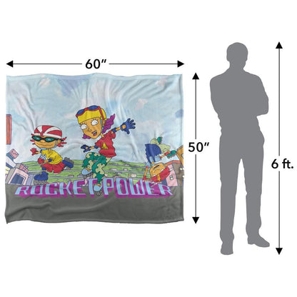 Multicoloured - Pack Shot - Rocket Power Silky Rollerskates Otto, Reggie & Twister Supersoft Blanket