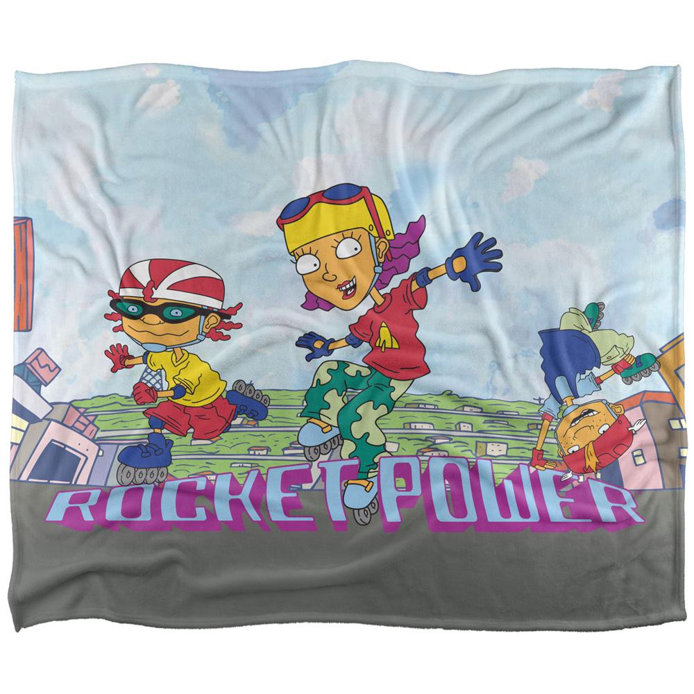 Multicoloured - Front - Rocket Power Silky Rollerskates Otto, Reggie & Twister Supersoft Blanket