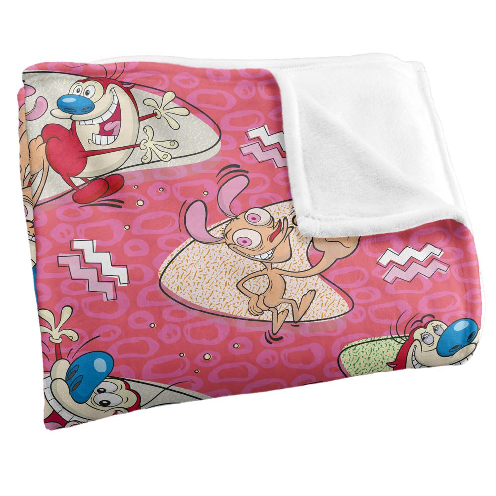 Multicoloured - Side - The Ren & Stimpy Show Silky Patterned Supersoft Blanket