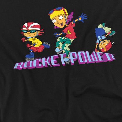 Black - Side - Rocket Power Unisex Adult Otto & Reggie Roller Skate T-Shirt