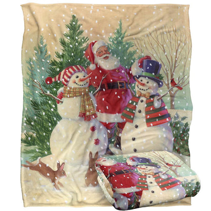 Multicoloured - Back - JQ Licensing Silky Snowman Santa Claus Christmas Supersoft Blanket