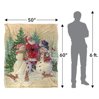 Multicoloured - Close up - JQ Licensing Silky Snowman Santa Claus Christmas Supersoft Blanket