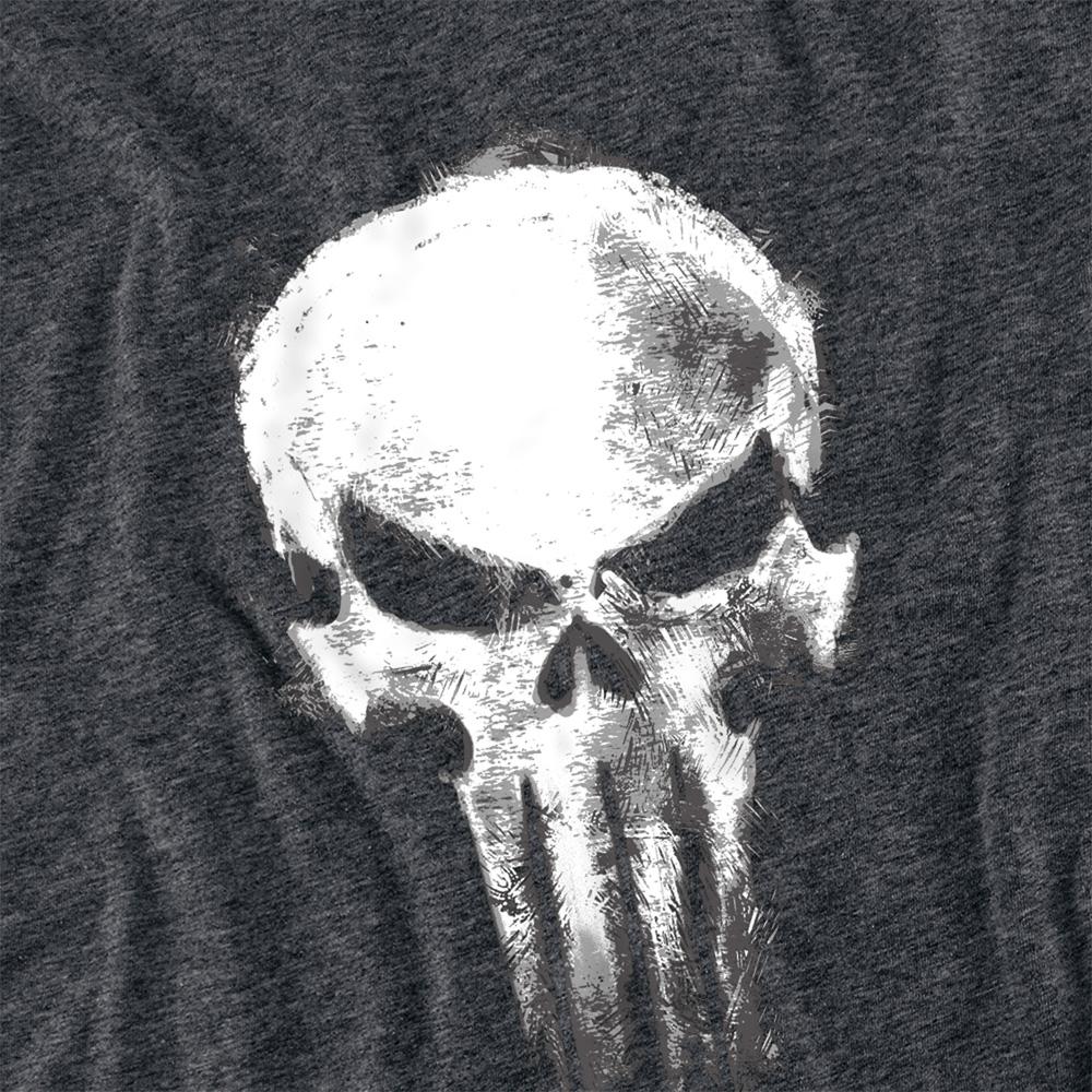 Dark Heather - Side - Daredevil Unisex Adult Born Again Punisher Skull Heather T-Shirt