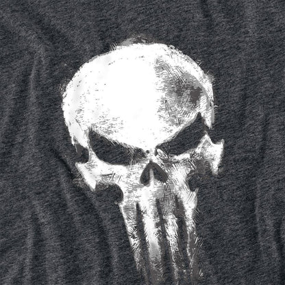 Dark Heather - Side - Daredevil Unisex Adult Born Again Punisher Skull Heather T-Shirt