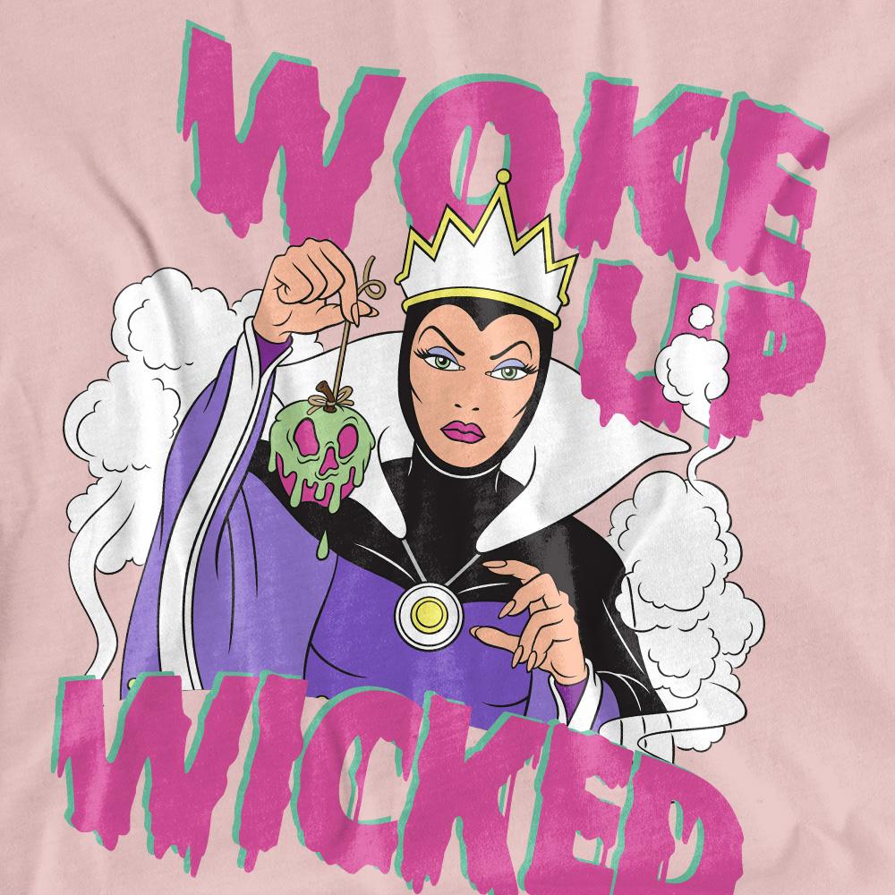 Pink - Side - Disney Villains Womens-Ladies Woke Up Wicked Evil Queen T-Shirt