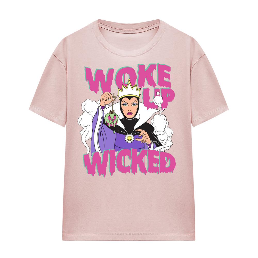 Pink - Front - Disney Villains Womens-Ladies Woke Up Wicked Evil Queen T-Shirt