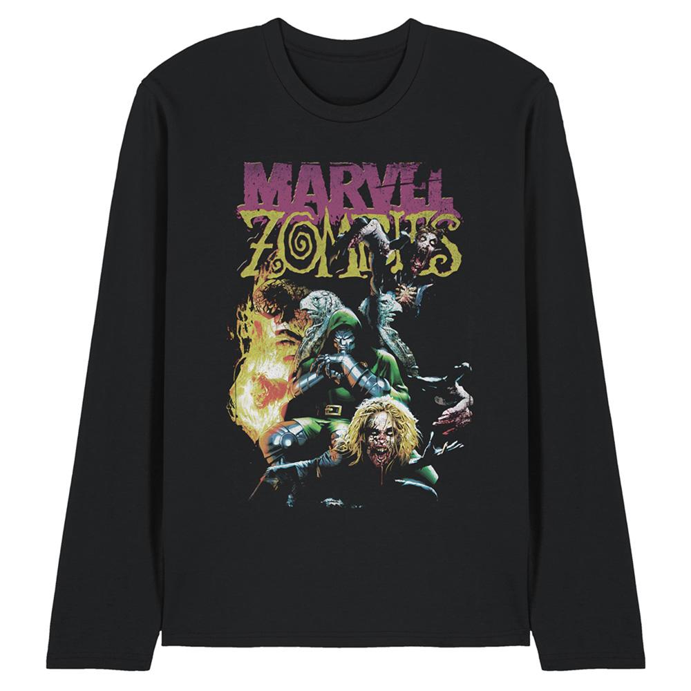 Black - Front - Marvel Zombies Unisex Adult Doom & The Fantastic Four T-Shirt