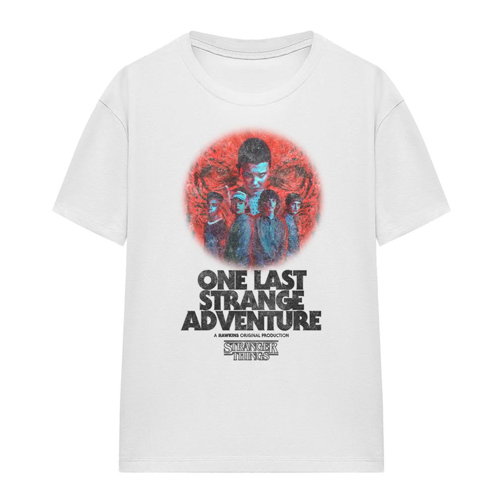 White - Front - Stranger Things Womens-Ladies One Last Adventure Poster T-Shirt