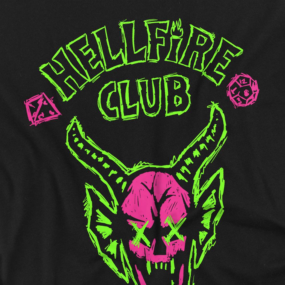 Black - Side - Stranger Things 5 Unisex Adult Hellfire Neon Graffiti Logo T-Shirt