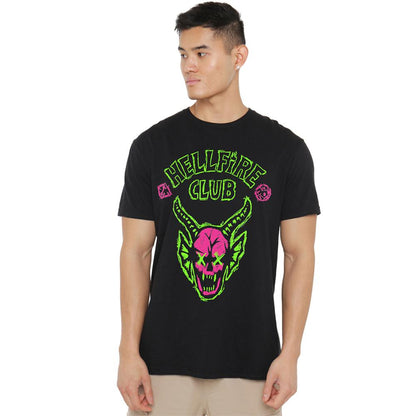 Black - Lifestyle - Stranger Things 5 Unisex Adult Hellfire Neon Graffiti Logo T-Shirt