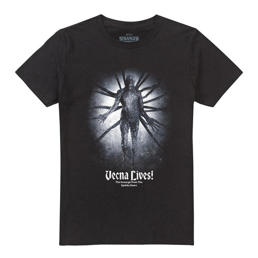 Black - Front - Stranger Things Unisex Adult Vecna Lives Poster T-Shirt