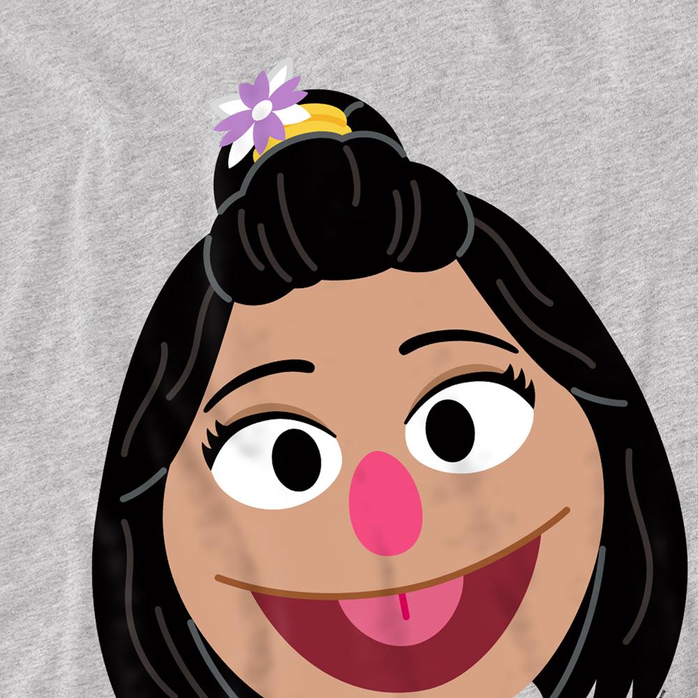 Athletic Heather - Back - Sesame Street Unisex Adult Ji-Young Face Heather T-Shirt
