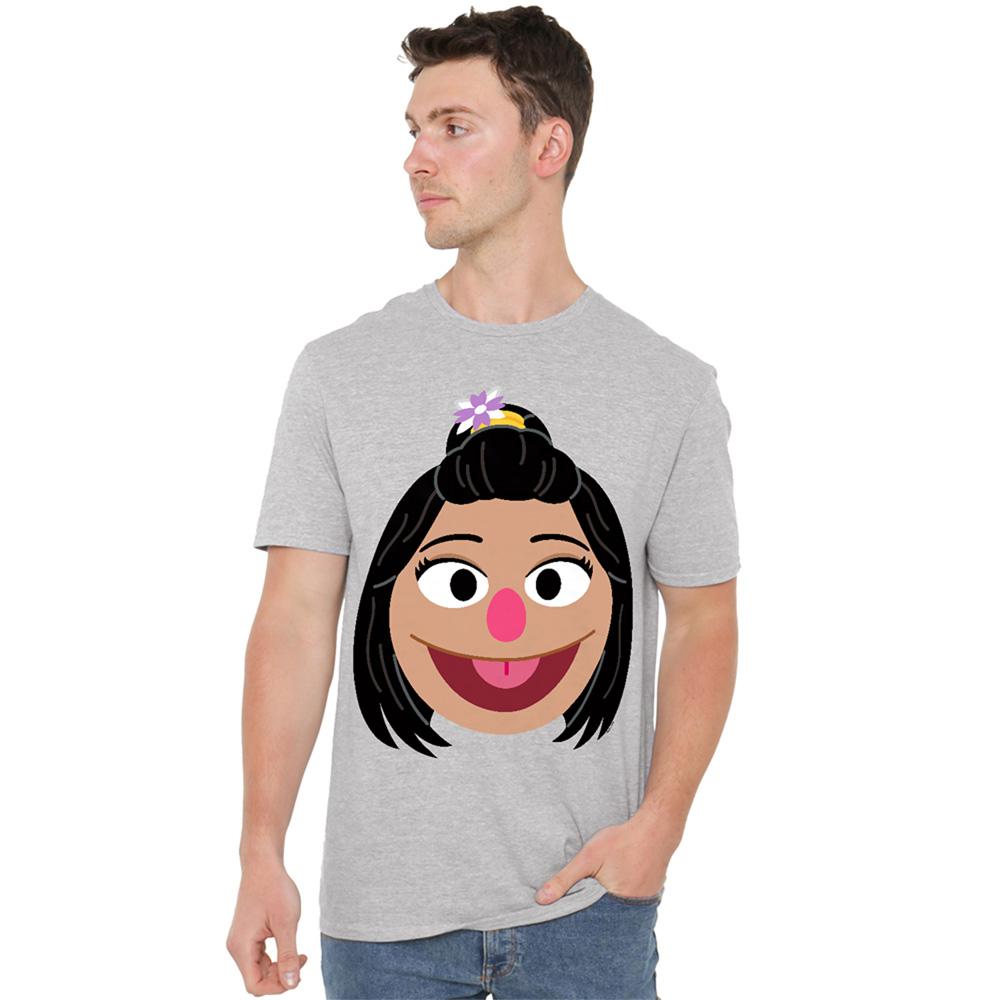 Athletic Heather - Front - Sesame Street Unisex Adult Ji-Young Face Heather T-Shirt