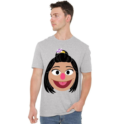 Athletic Heather - Front - Sesame Street Unisex Adult Ji-Young Face Heather T-Shirt