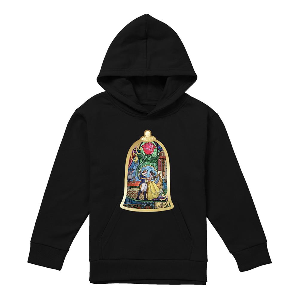 Athletic Heather - Front - Beauty And The Beast Childrens-Kids Stained Glass Heather Hoodie