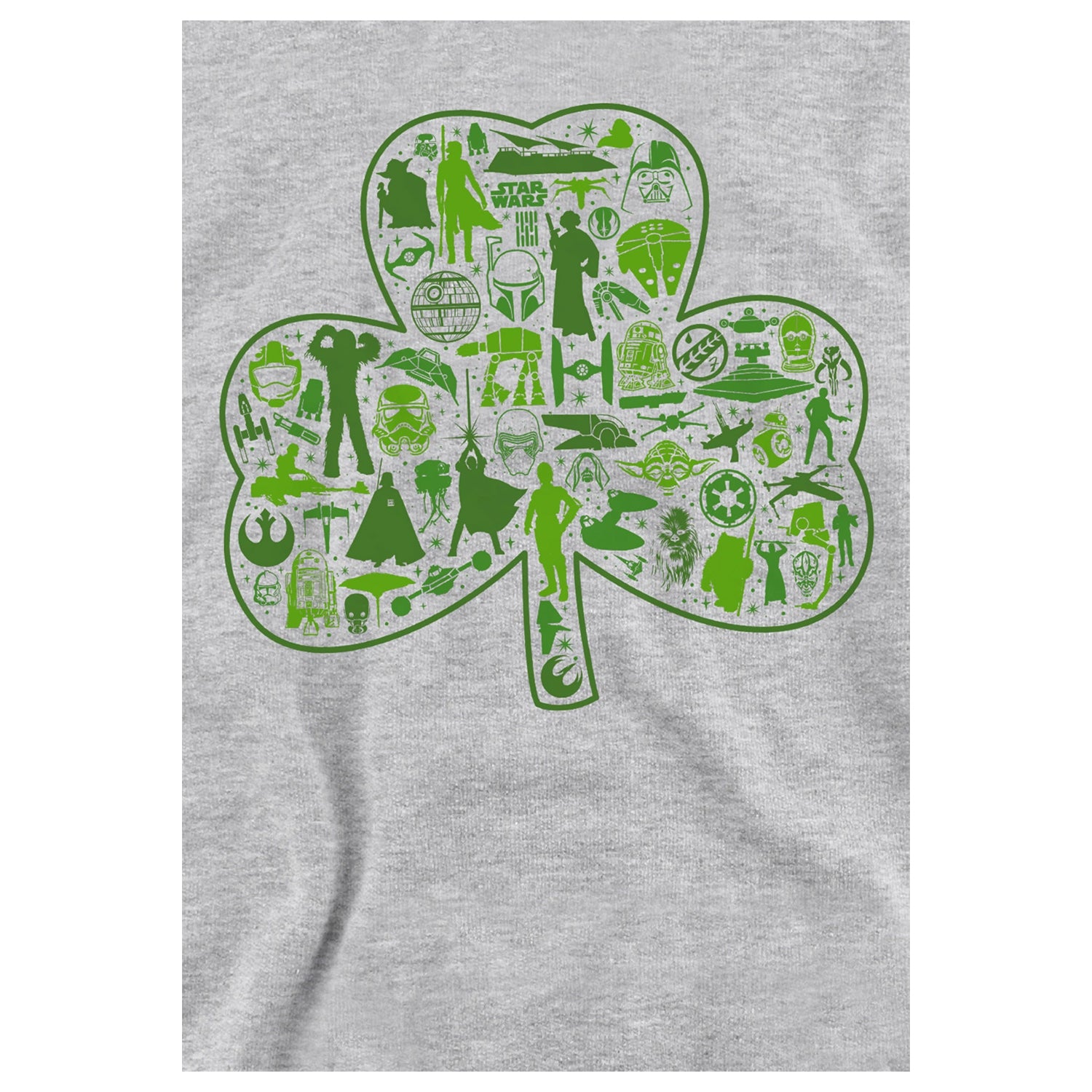 Athletic Heather - Side - Star Wars Childrens-Kids Clover Heather St Patricks Day Hoodie