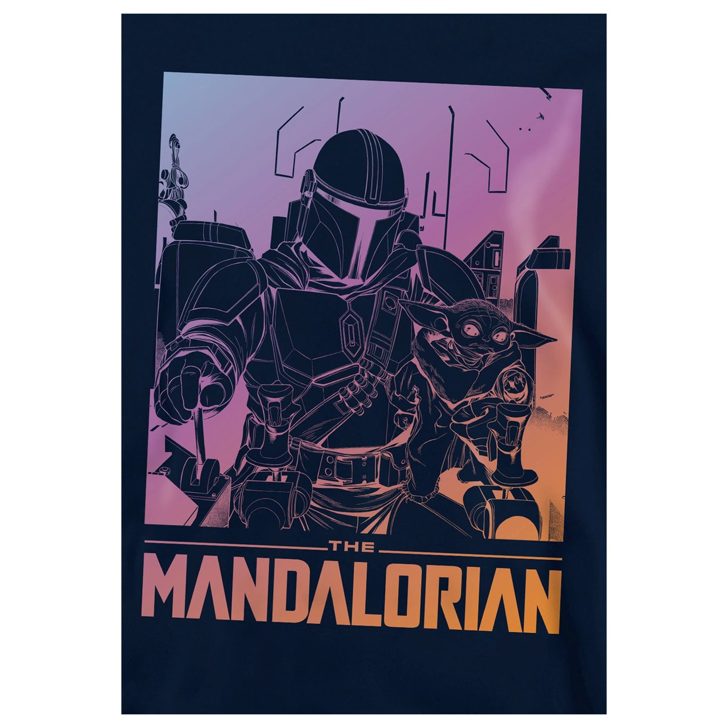 Navy - Side - Star Wars Mandalorian Childrens-Kids Grogu Gradient Hoodie