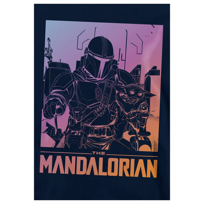 Navy - Side - Star Wars Mandalorian Childrens-Kids Grogu Gradient Hoodie