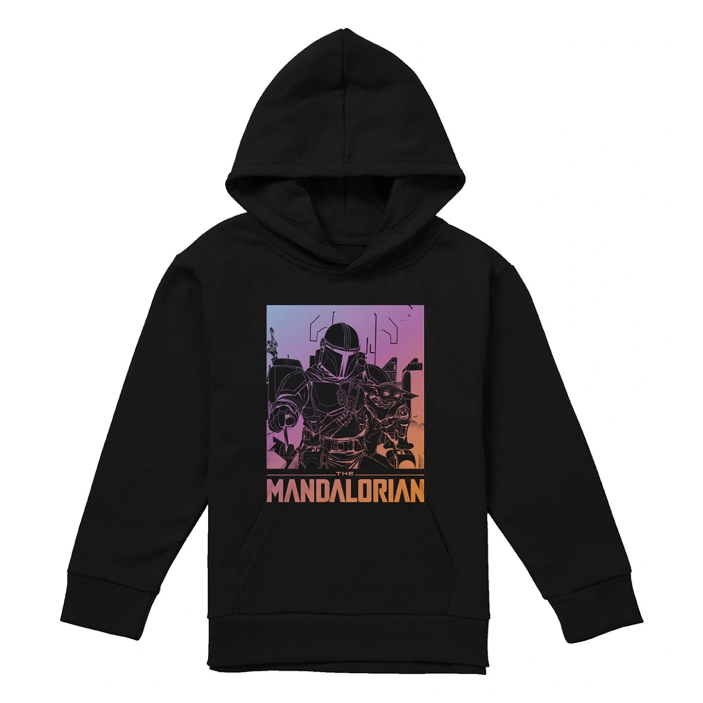 Black - Front - Star Wars Mandalorian Childrens-Kids Grogu Gradient Hoodie