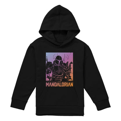 Black - Front - Star Wars Mandalorian Childrens-Kids Grogu Gradient Hoodie